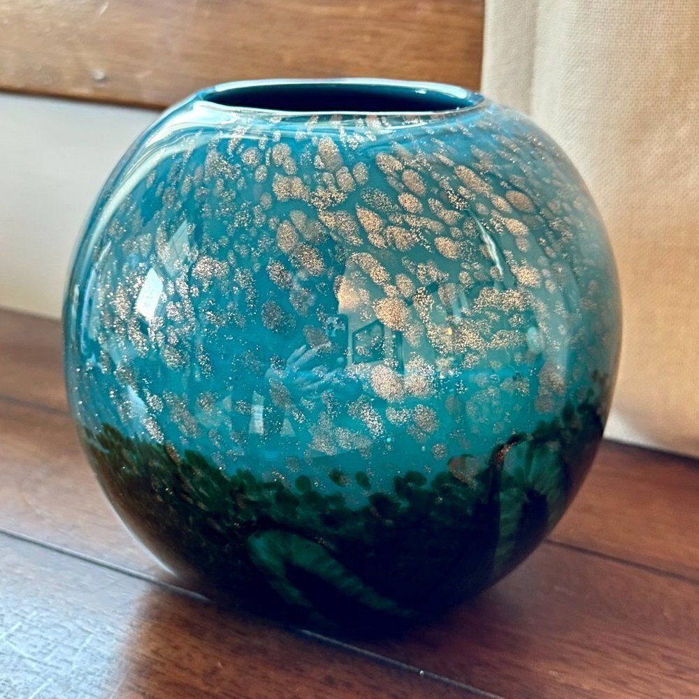 Blue Marble Round Fishbowl Vase - Picture 8 of 9